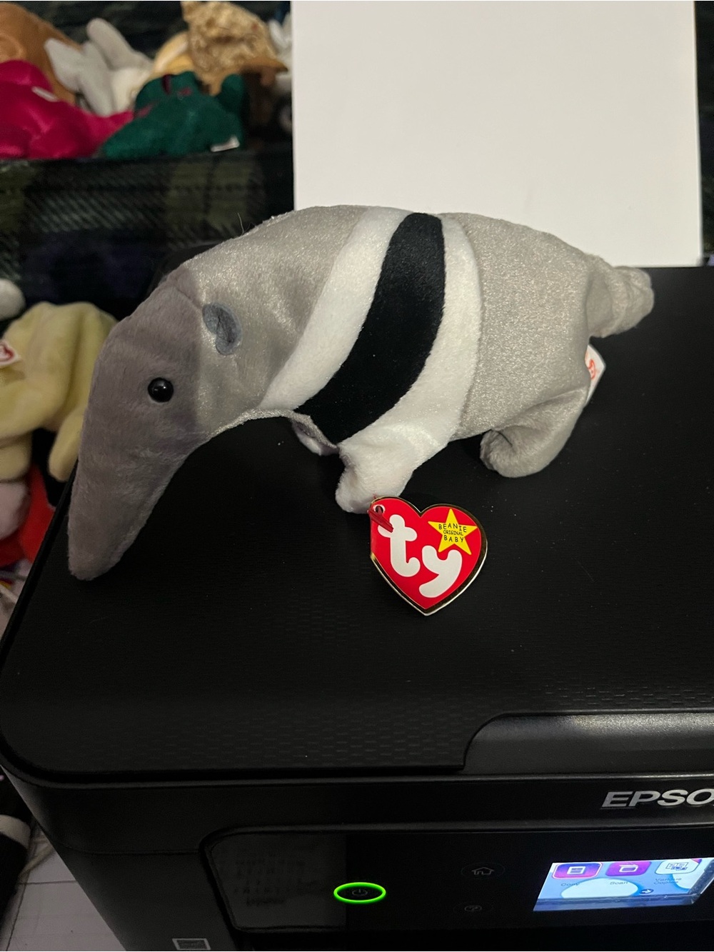 Ty Gray Anteater Plush with Ty Heart Tag
